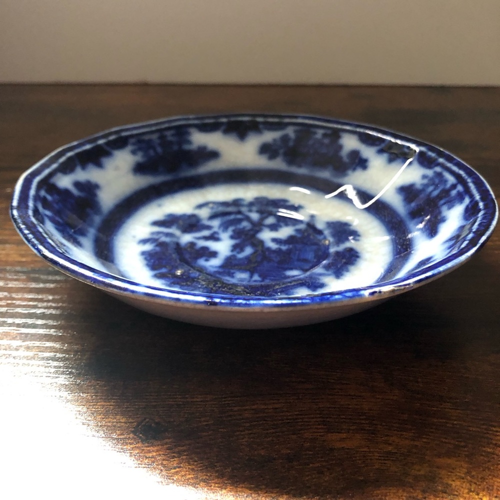 Vintage antique T Walker ironstone “Hong” flow blue saucer - Picture 2 of 12